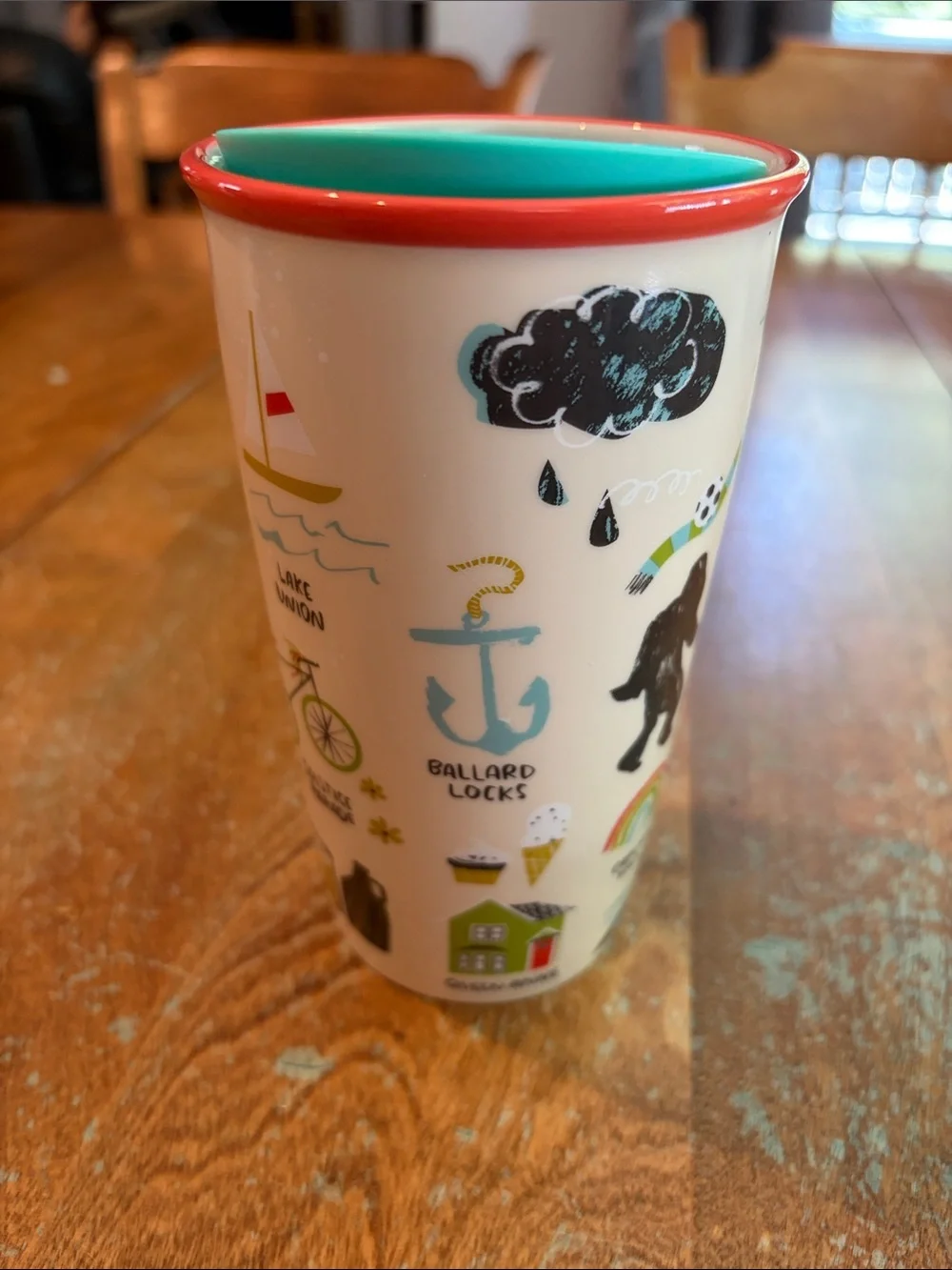 Starbucks Seattle Wall Ceramic Tumbler Mug 12 oz